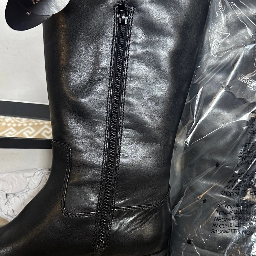 INC International Concepts Womens Fawne Black Leather Boots